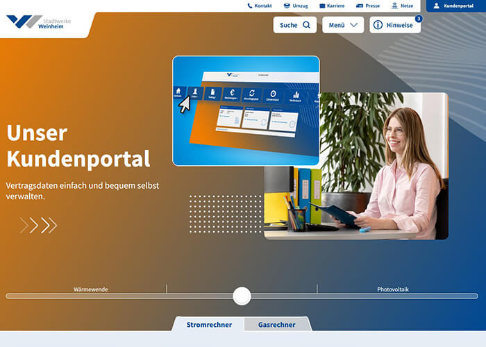 Relaunch der Website der Stadtwerke Weinheim